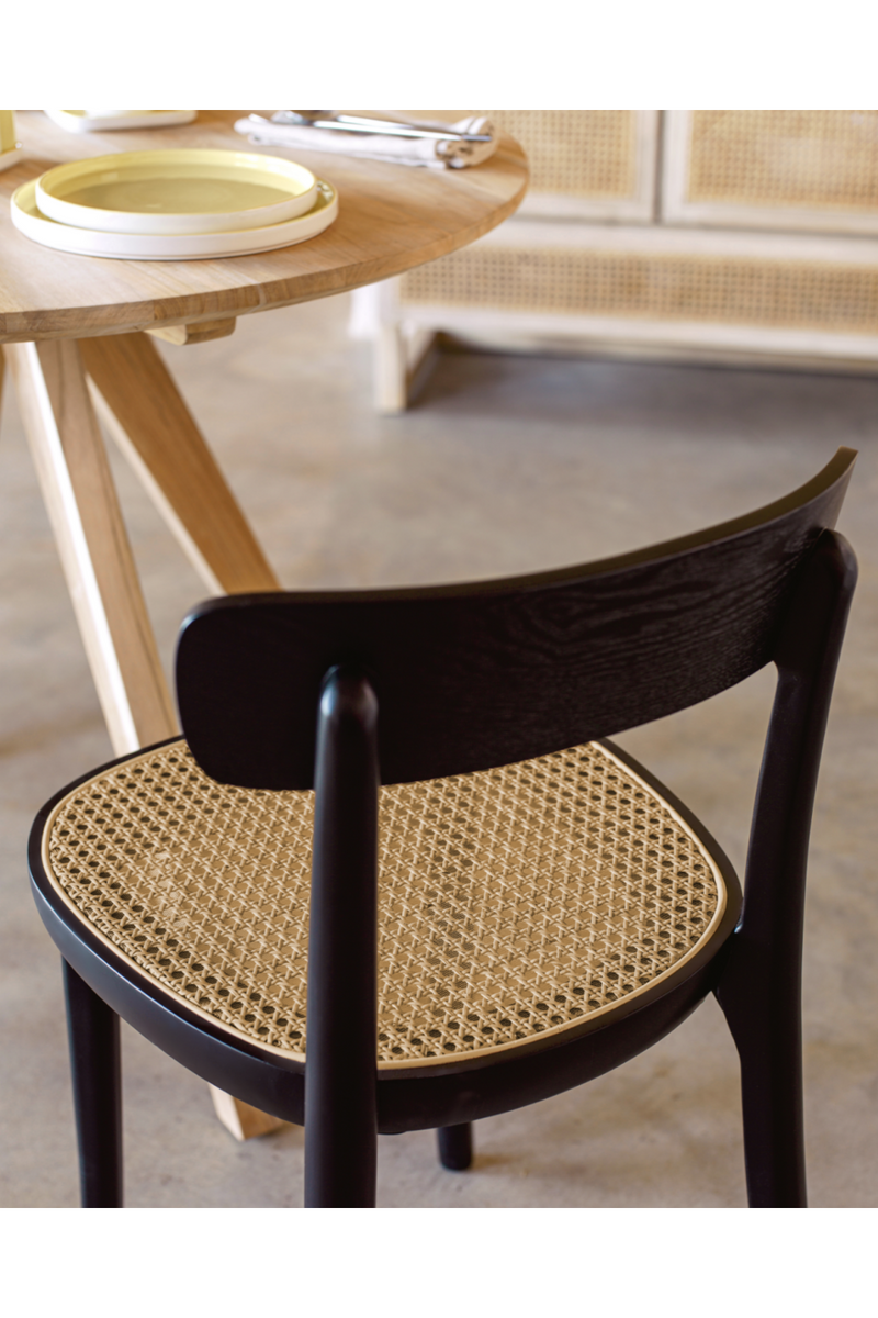 Black Beech and Rattan Dining Chairs (2) | La Forma Romane | Woodfurniture.com