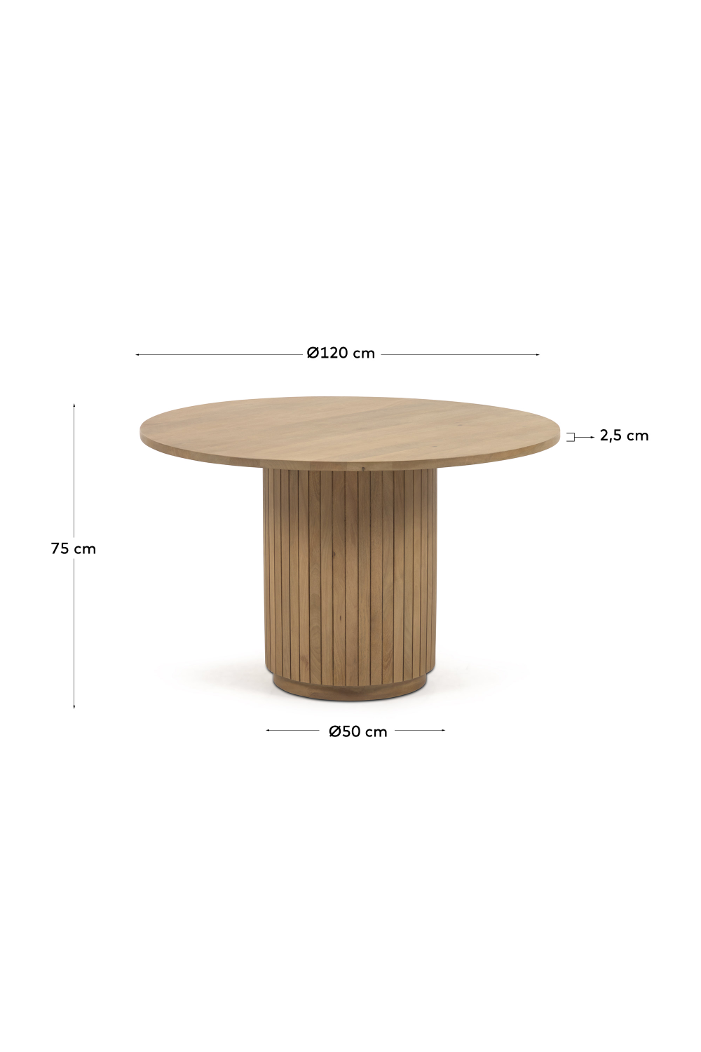 Mango Wood Pedestal Round Table | La Forma Licia | Woodfurniture.com