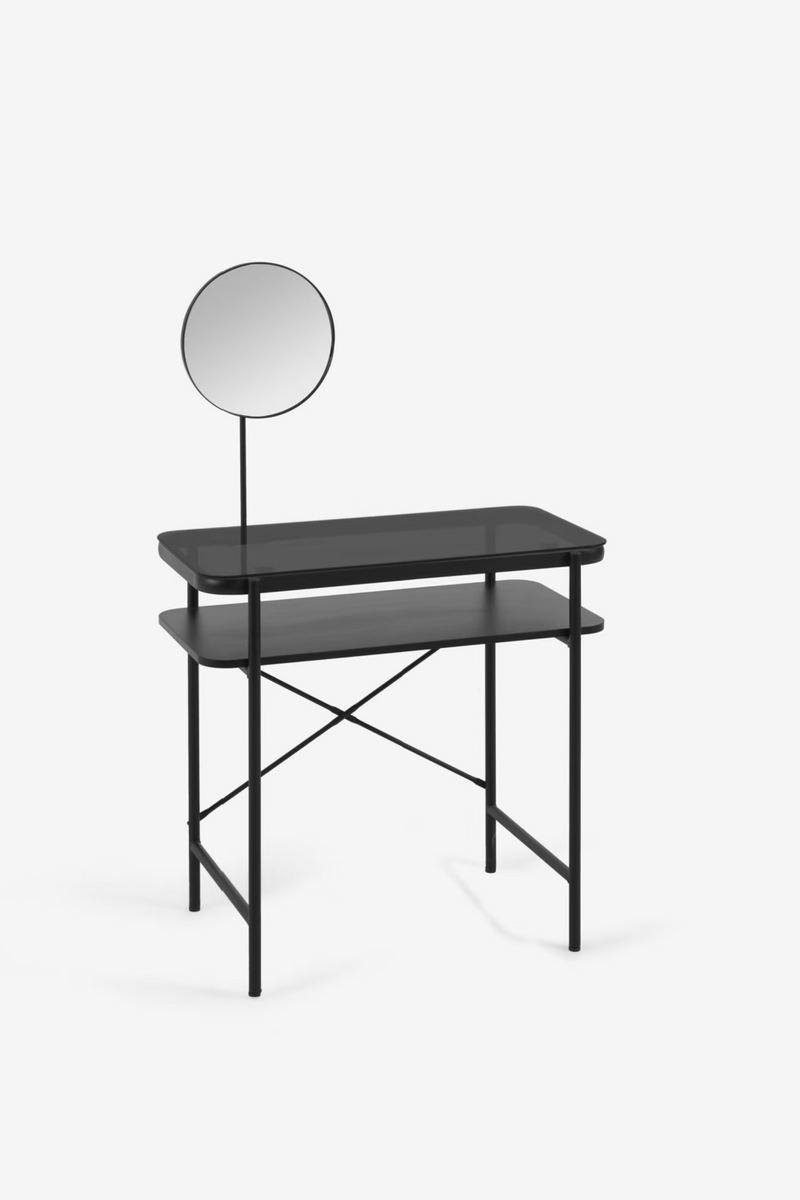 Black Dressing Table With Mirror | La Forma Galatia | Woodfurniture.com