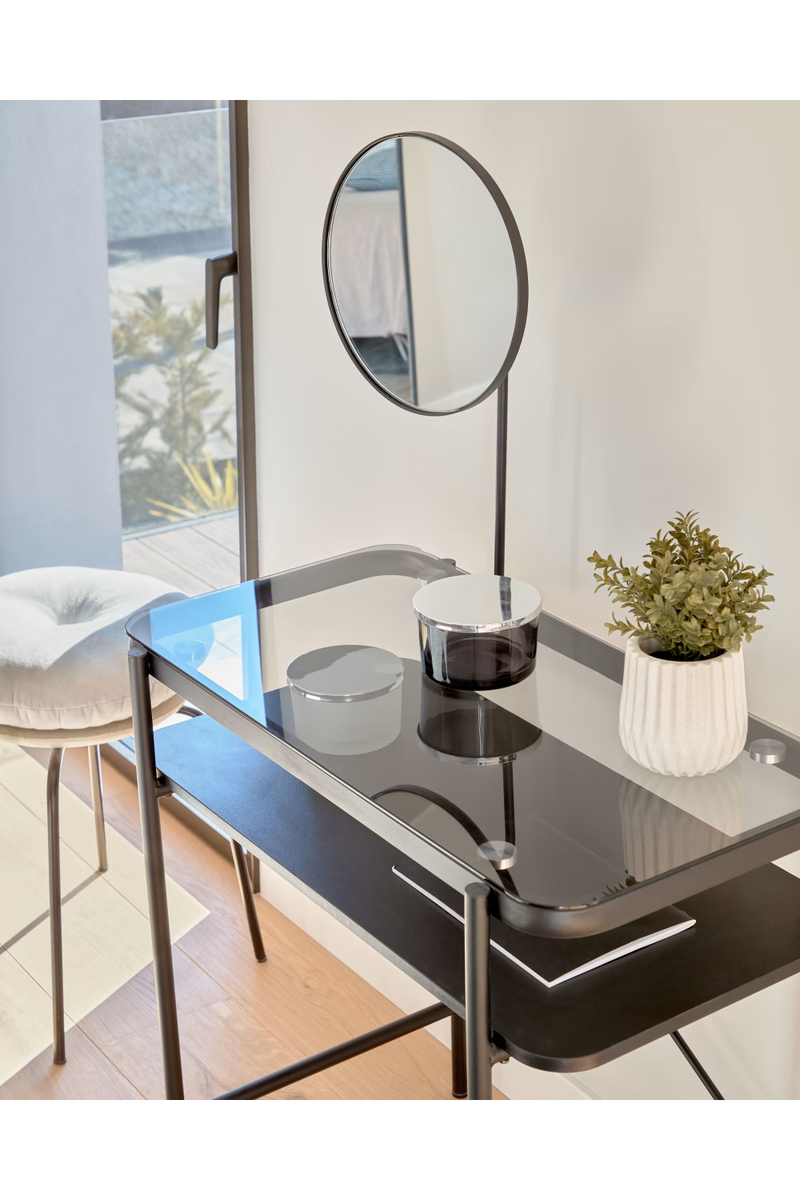 Black Dressing Table With Mirror | La Forma Galatia | Woodfurniture.com