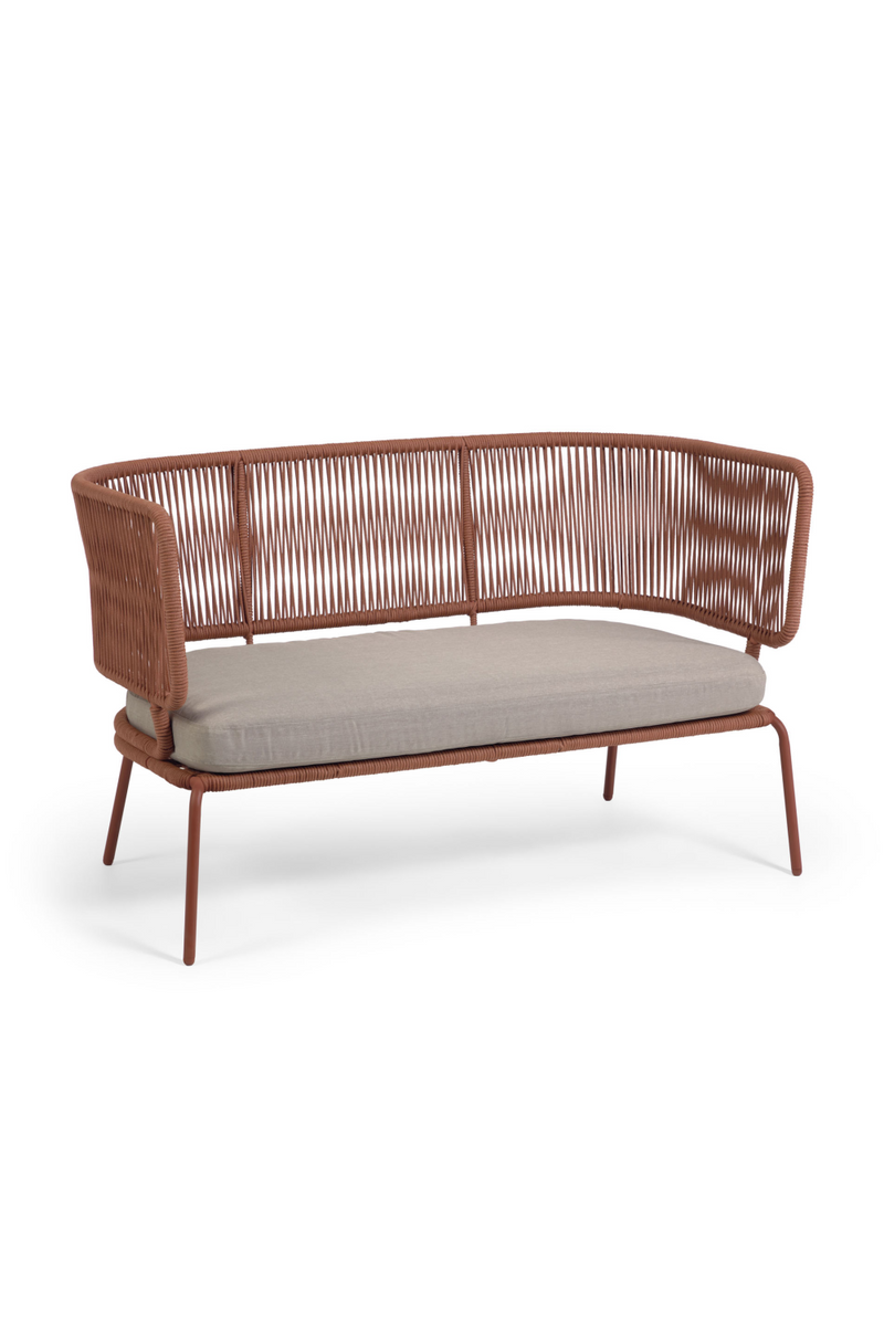 Handwoven Terracotta Rope 2-Seater Outdoor Sofa | La Forma Nadin | Woodfurniture.com