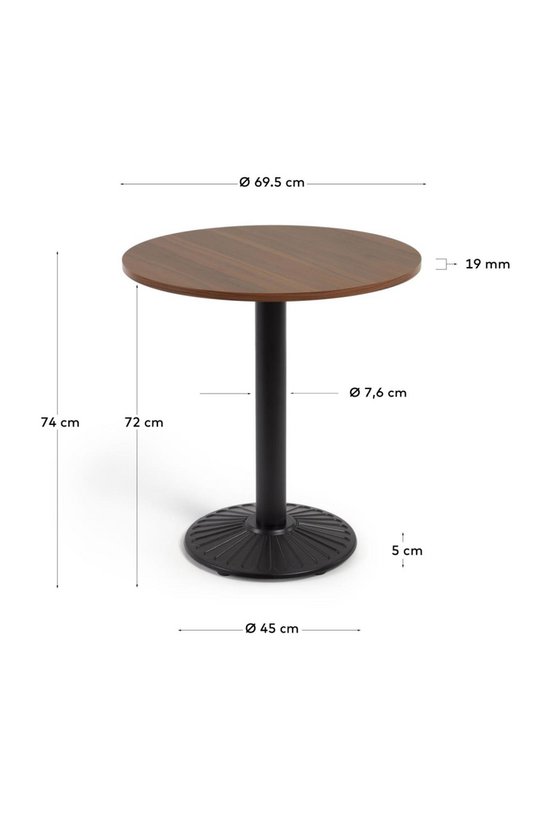 Walnut Pedestal Bistro Table | La Forma Tiaret | Woodfurniture.com