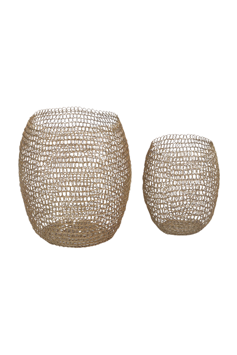 Matte Gold Basket Set | La Forma Xianara | Wood Furniture