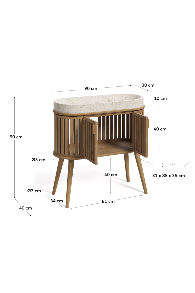 Oval Wooden Vanity Unit | La Forma Rokia | Woodfurniture.com