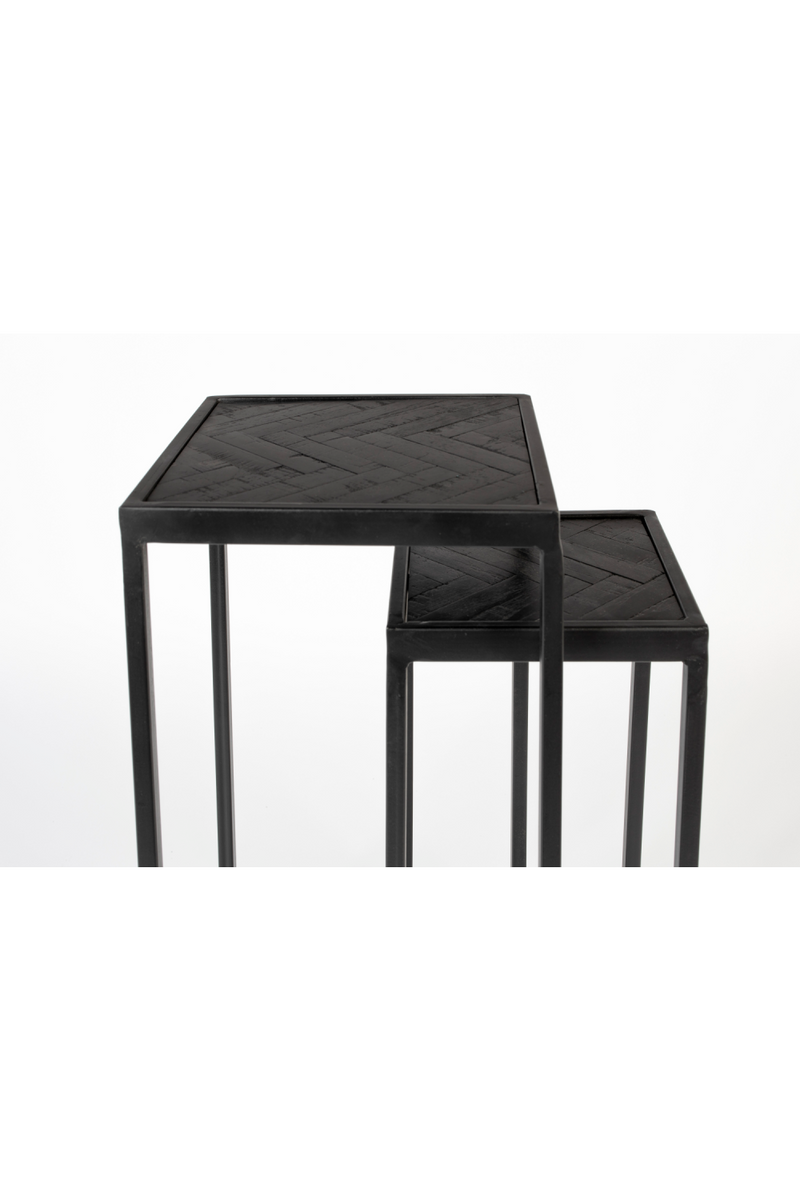 Wooden Chevron Side Tables (2) | DF Parker | Wood Furniture