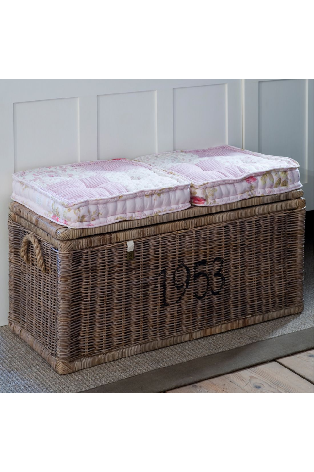 Mahogany Framed Rattan Trunk | Rivièra Maison Cobblers Wharf | Wood Furniture