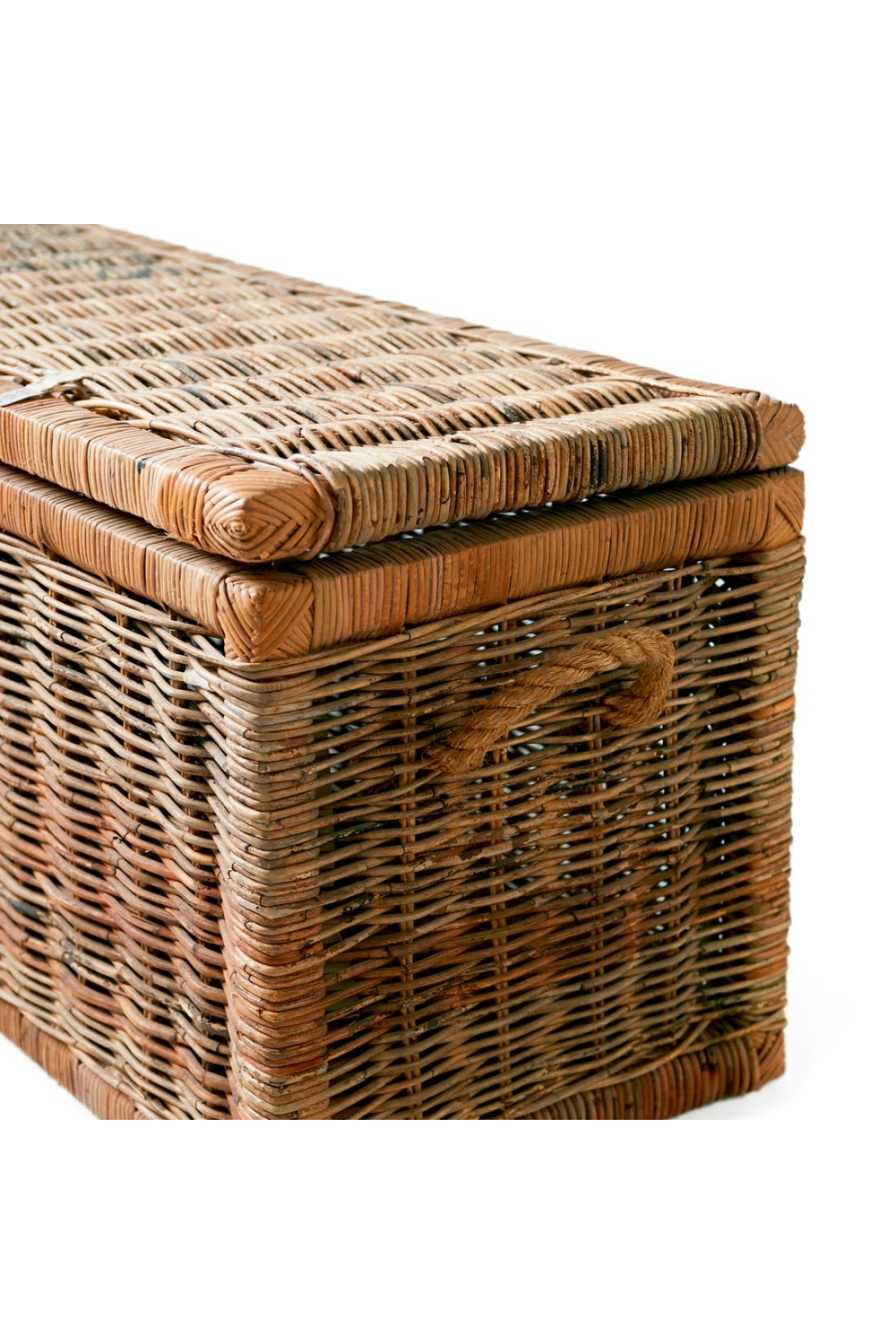 Mahogany Framed Rattan Trunk | Rivièra Maison Cobblers Wharf | Wood Furniture