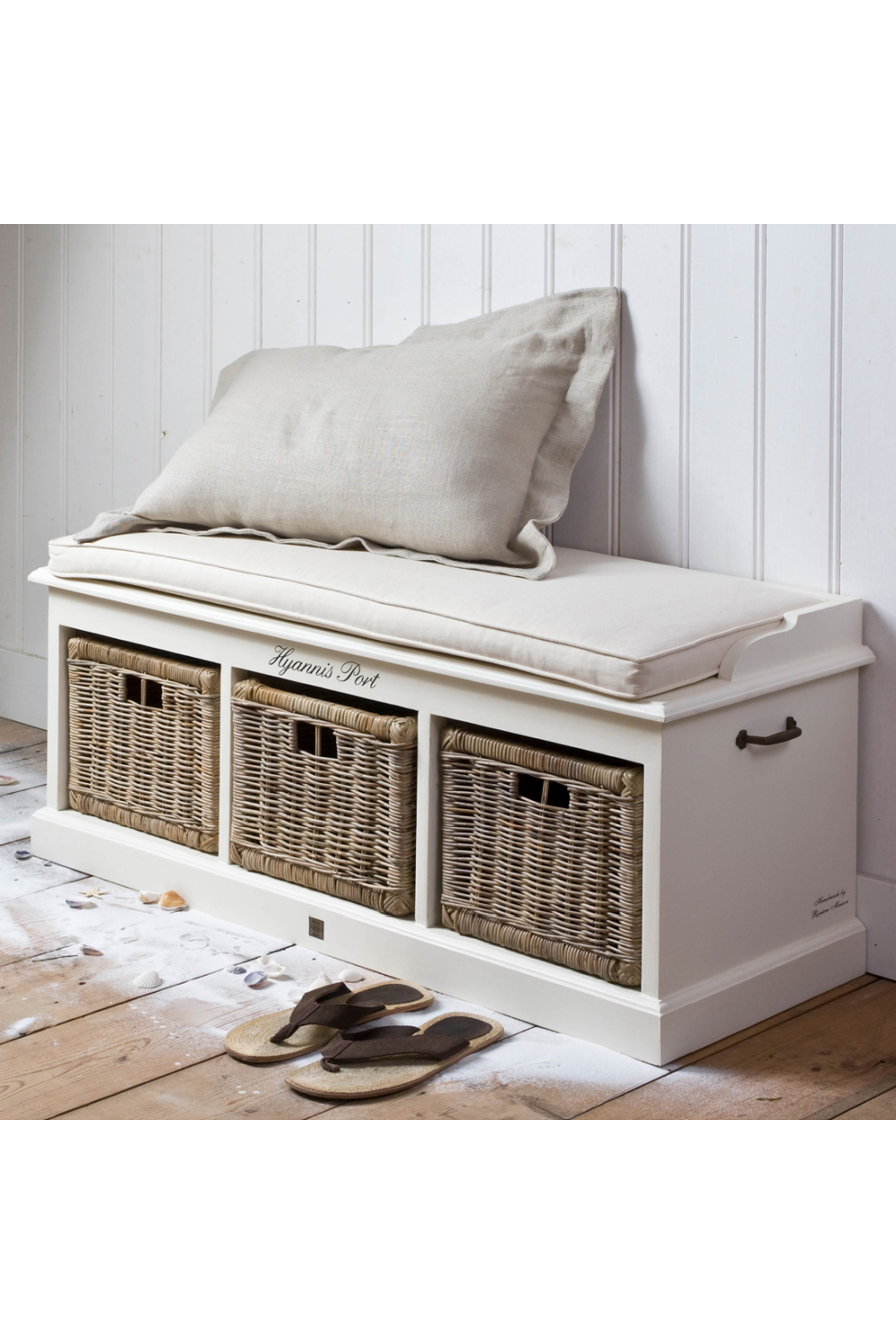 White Mahogany Storage Bench | Rivièra Maison Hyannis Port | Woodfurniture.com