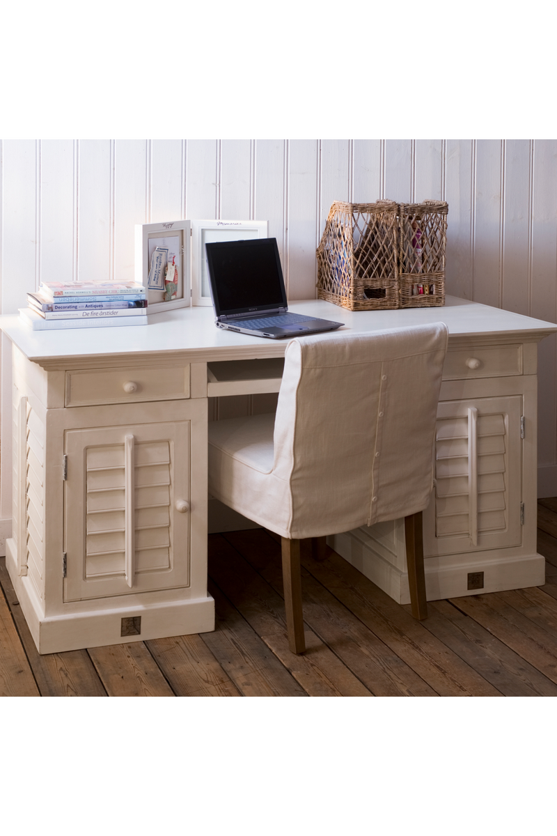 White Mahogany Mid-Century Desk | Rivièra Maison New Orleans | Woodfurniture.com