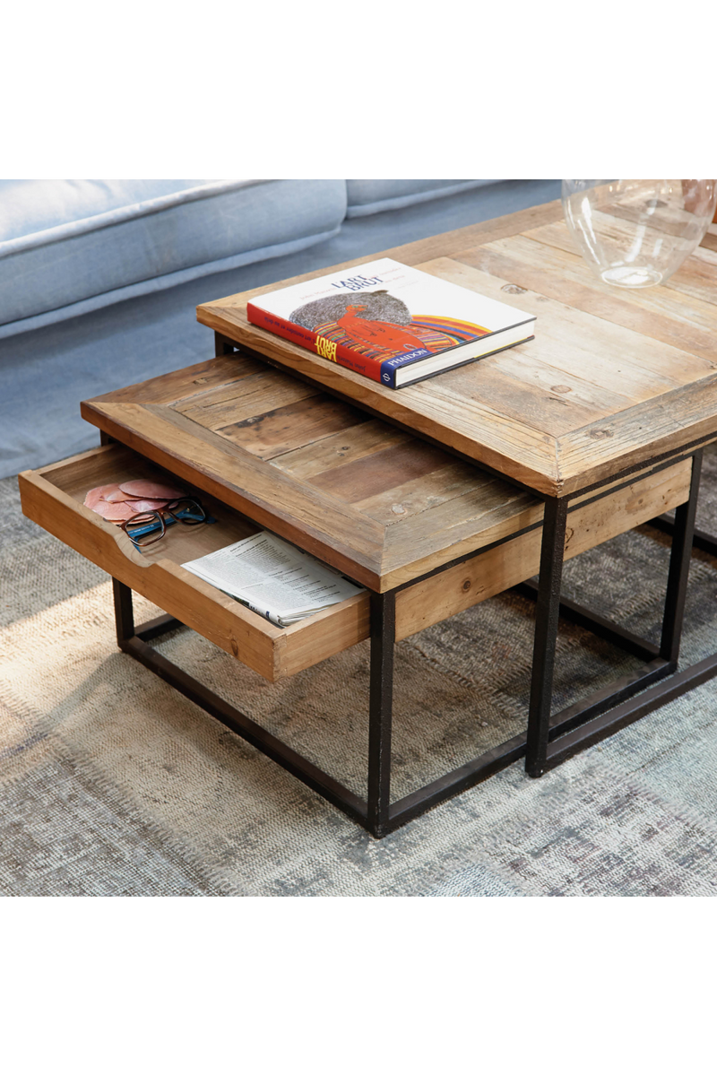 Industrial Wooden Nested Coffee Tables (3) | Rivièra Maison Shelter Island | Woodfurniture.com