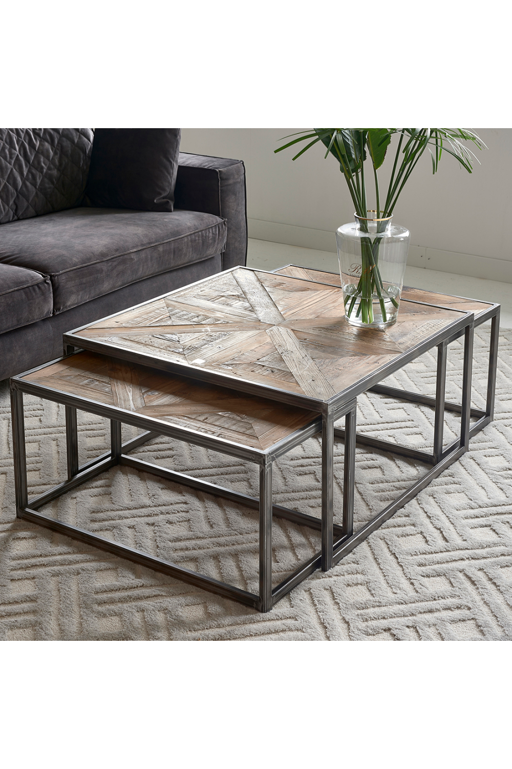 Oak Wood Coffee Table Set (3) | Rivièra Maison Le Bar | Woodfurniture.com