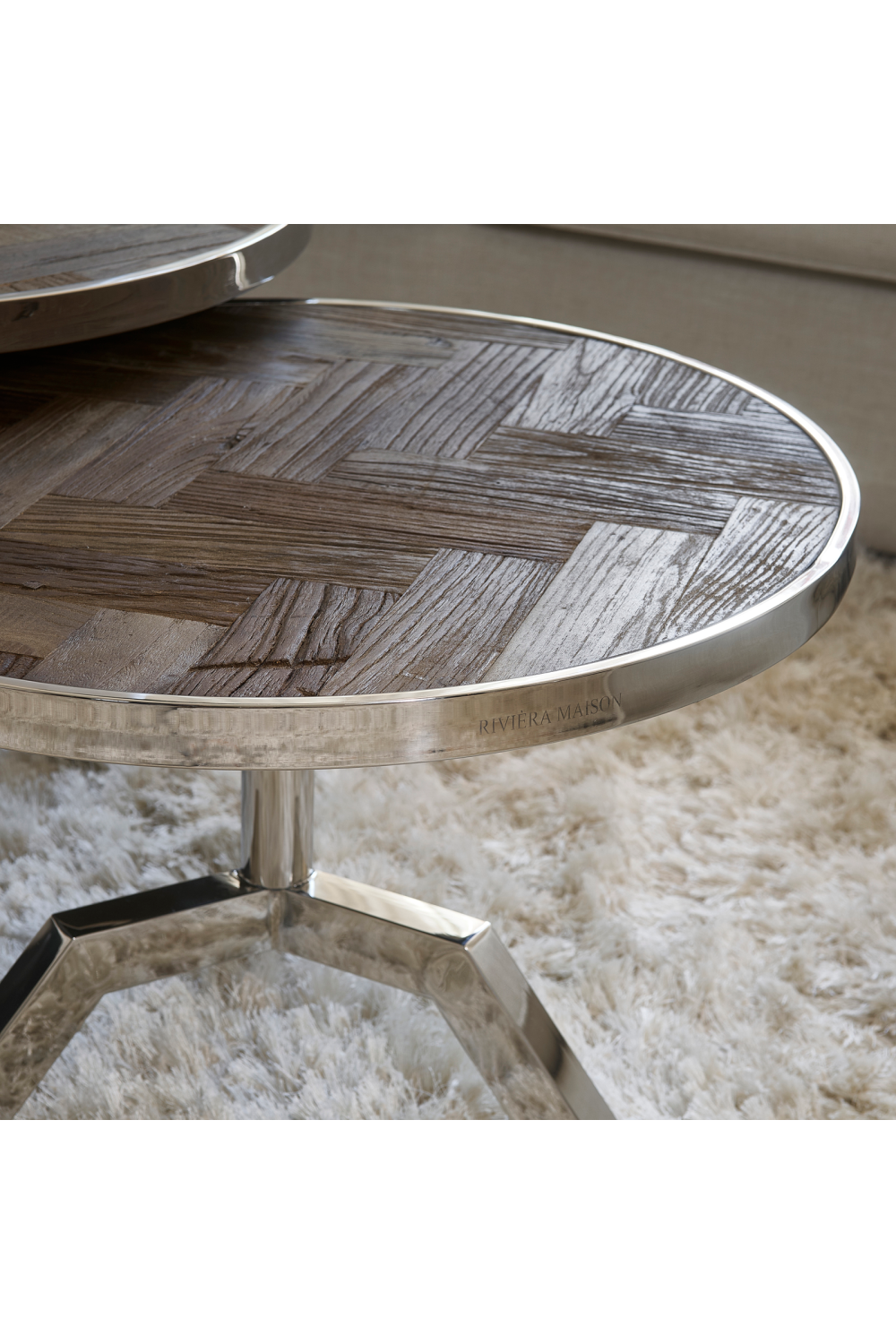 Silver Framed Adjustable Coffee Table | Rivièra Maison Kirkwood | Wood Furniture