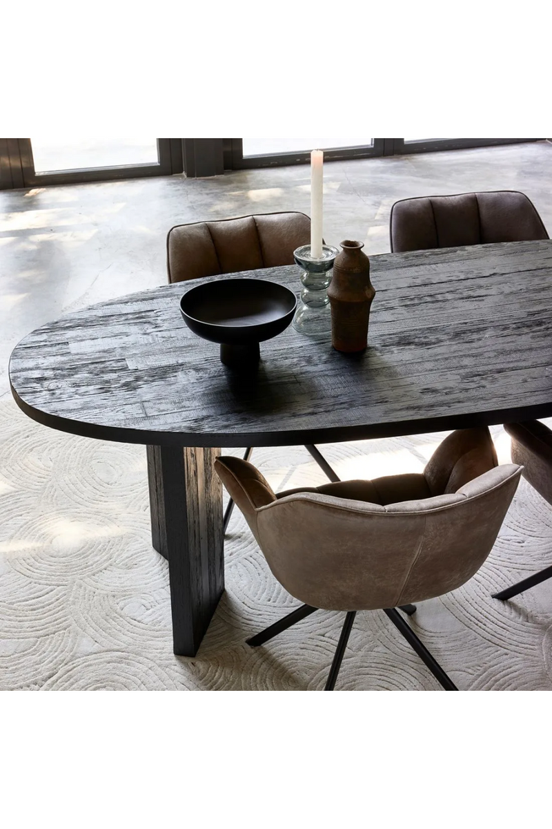 Black Oval Oak Dining Table | Rivièra Maison Sherwood | Woodfurniture.com