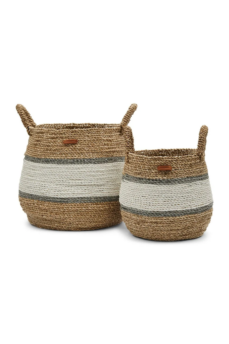 Hand-painted Seagrass Basket L | Rivièra Maison Ocean Breeze | Woodfurniture.com