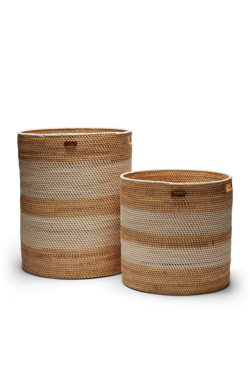 Woven Rattan Cylindrical Baskets (2) | Rivièra Maison Crystal Bay | Woodfurniture.com