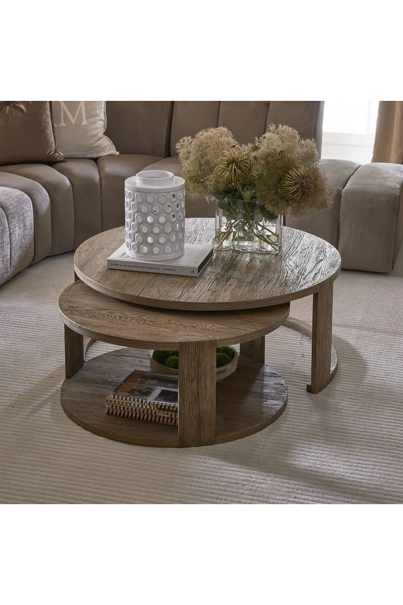 Round Oak Nested Coffee Tables (2) | Rivièra Maison Astoria | Woodfurniture.com