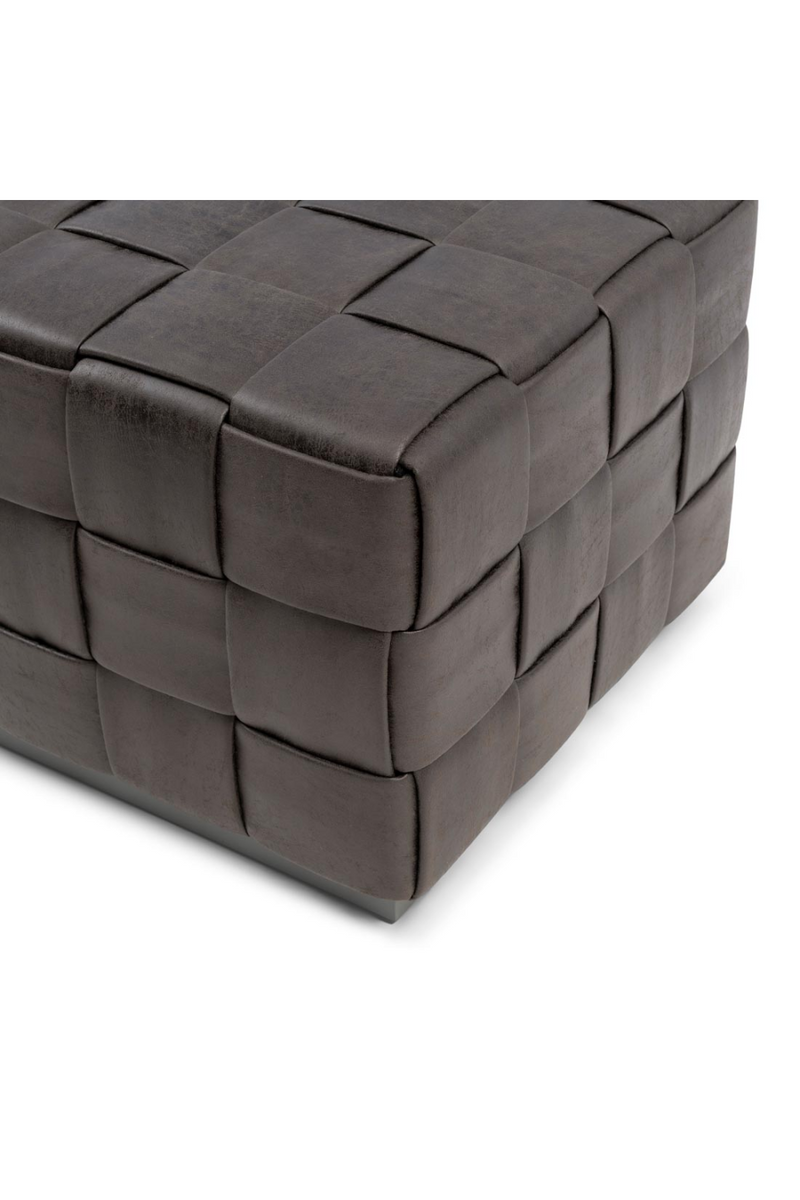 Black Woven Leather Footstool | Rivièra Maison Room 48 | Woodfurniture.com
