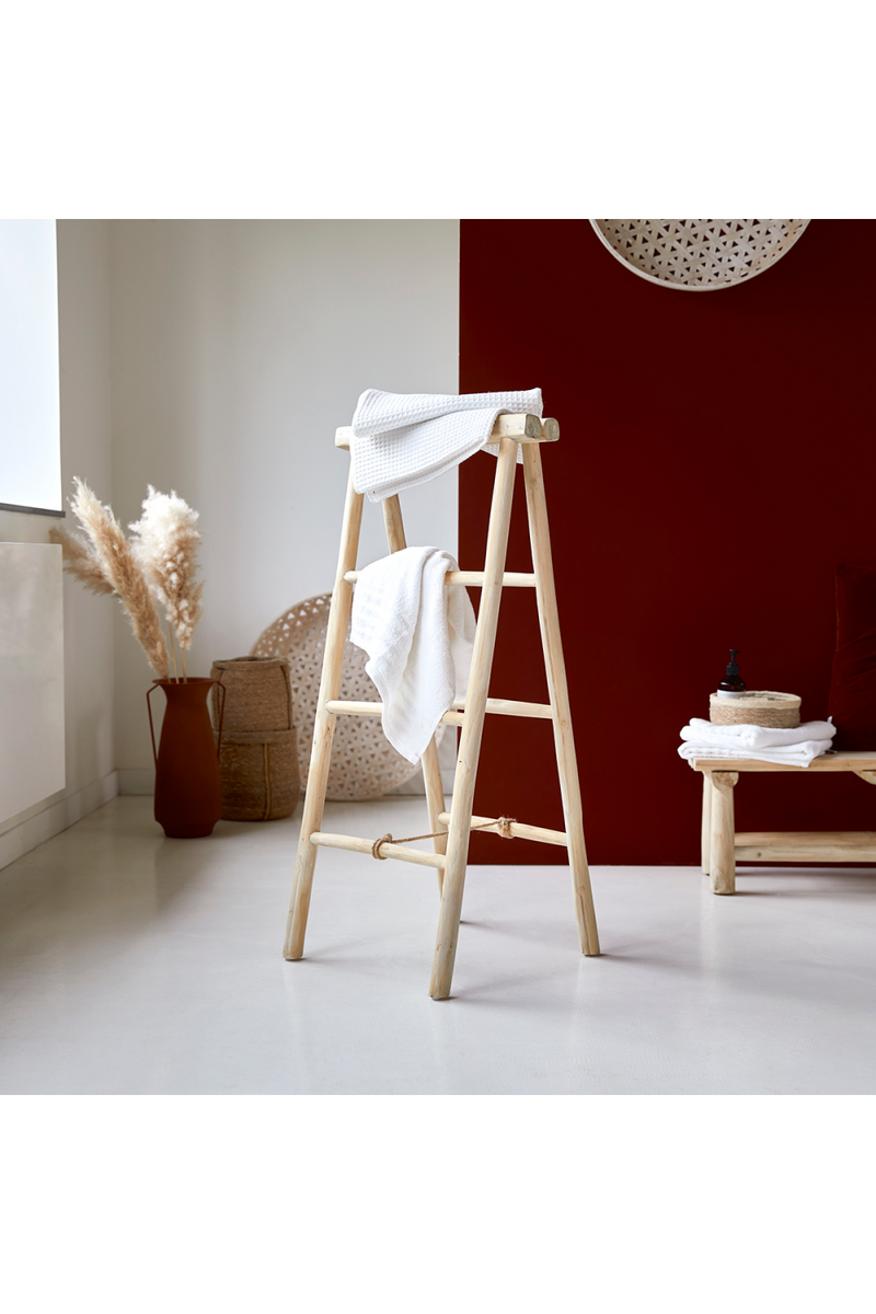 Solid Teak Ladder Towel Rack | Tikamoon Kilim | Woodfurniture.com