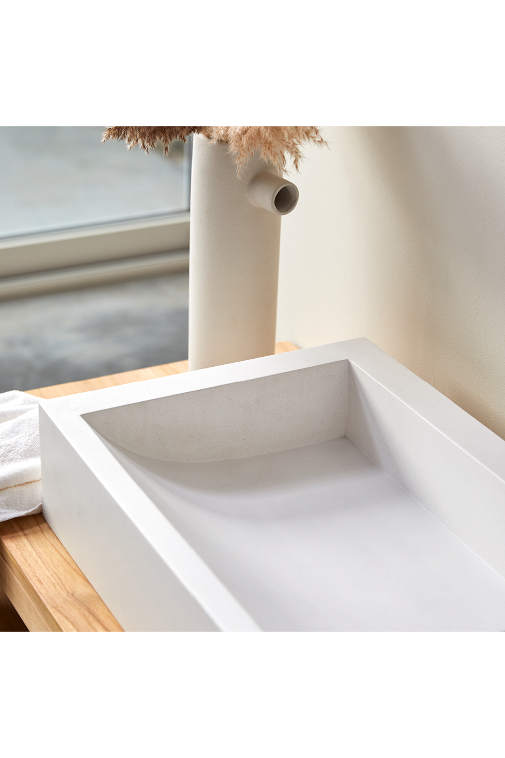 Rectangular White Terrazzo Sink | Tikamoon Pegase | woodfurniture.com