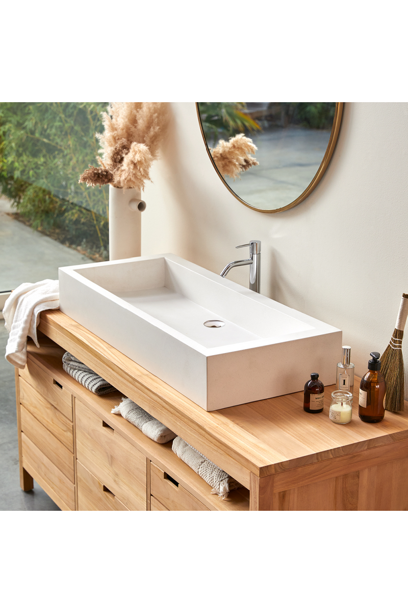 Rectangular White Terrazzo Sink | Tikamoon Pegase | woodfurniture.com