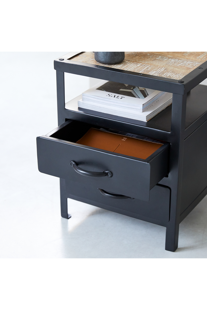 Metal Black Bedside Table | Tikamoon Industriel | Woodfurniture.com