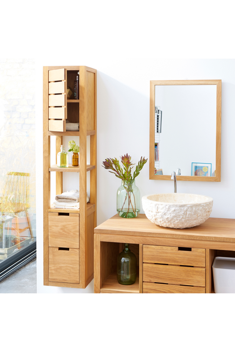 Oak Wall Mounted Bathroom Cabinet | Tikamoon Serena | Woodfurniture.com