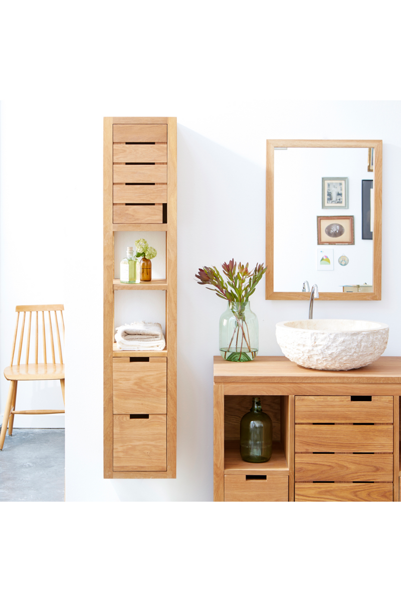 Oak Wall Mounted Bathroom Cabinet | Tikamoon Serena | Woodfurniture.com