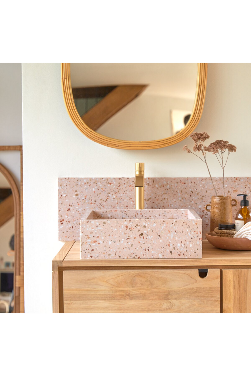 Pink Premium Terrazzo Bathroom Sink | Tikamoon Made | Woodfurniture.com