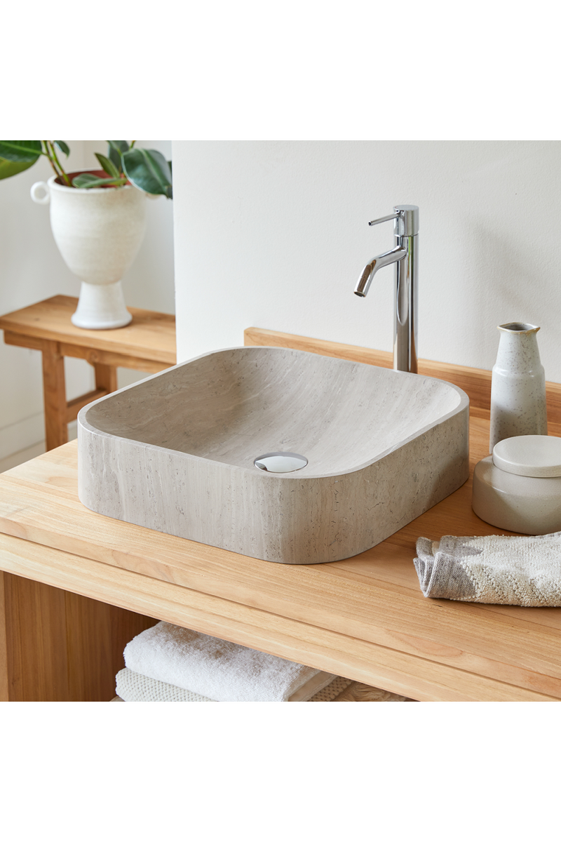 Square Gray Marble Bathroom Sink | Tikamoon Perseus |  OROA TRADE