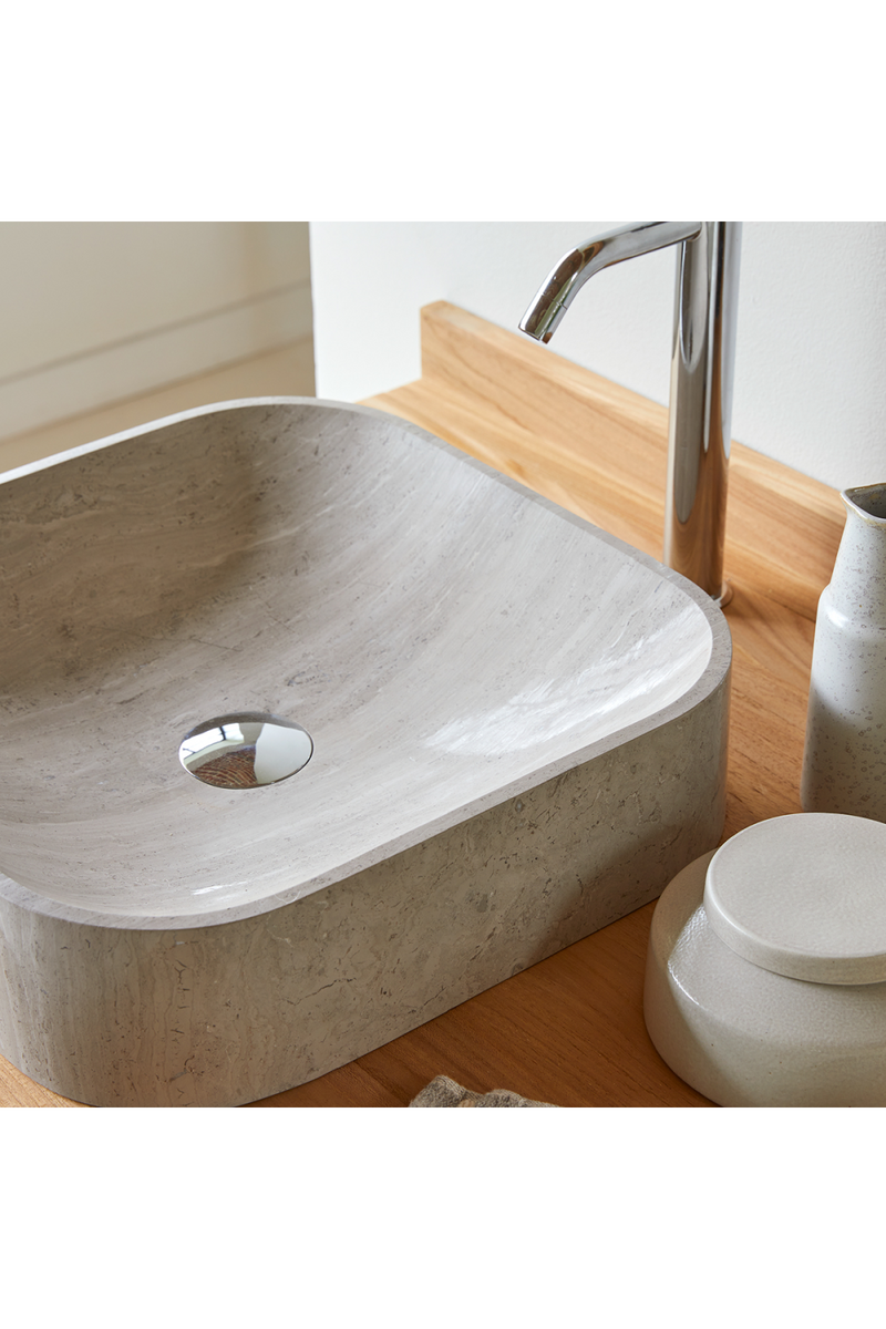 Square Gray Marble Bathroom Sink | Tikamoon Perseus |  OROA TRADE