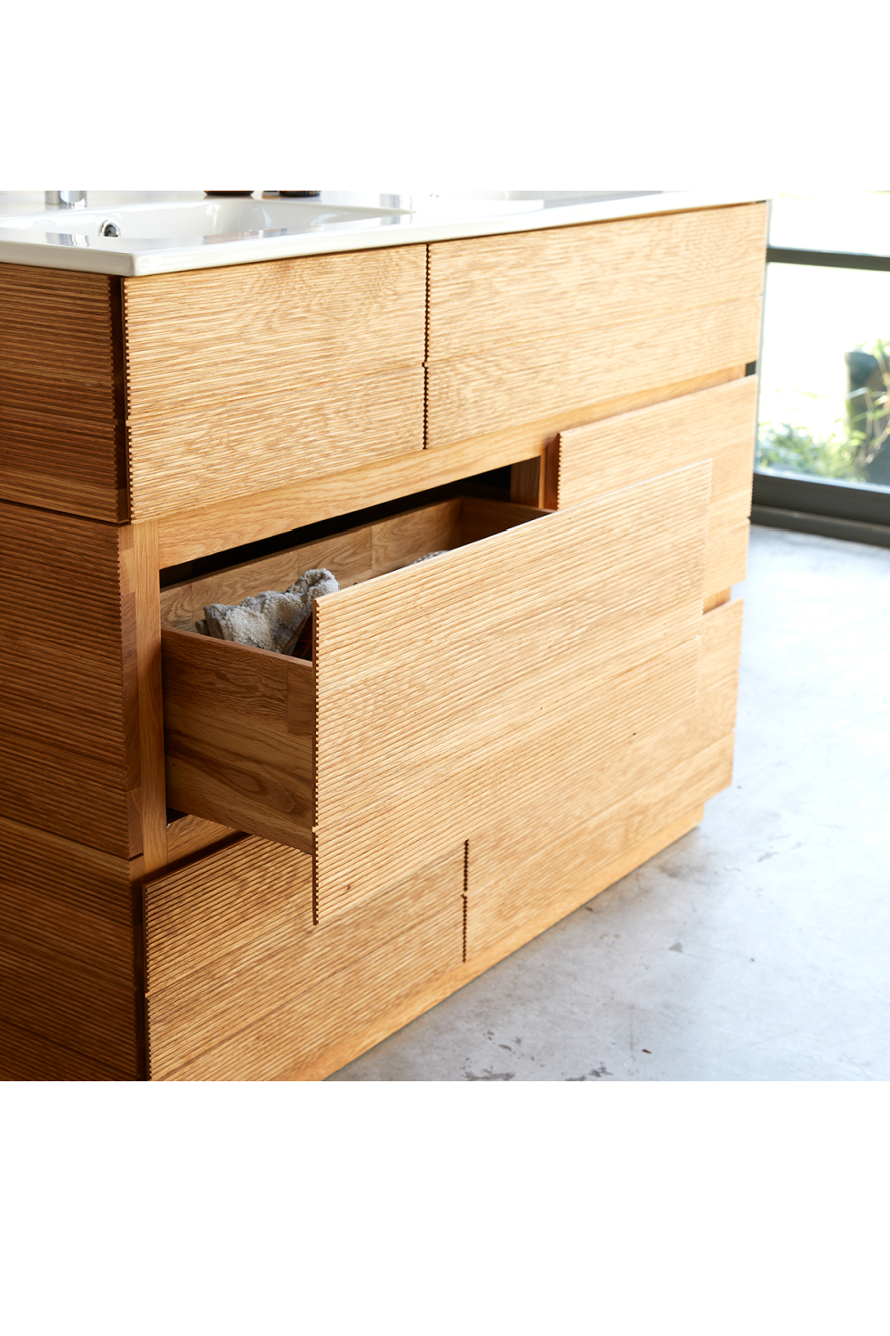 Oak Vanity Unit with Ceramic Sink | Tikamoon Karl | Woodfurniture.com