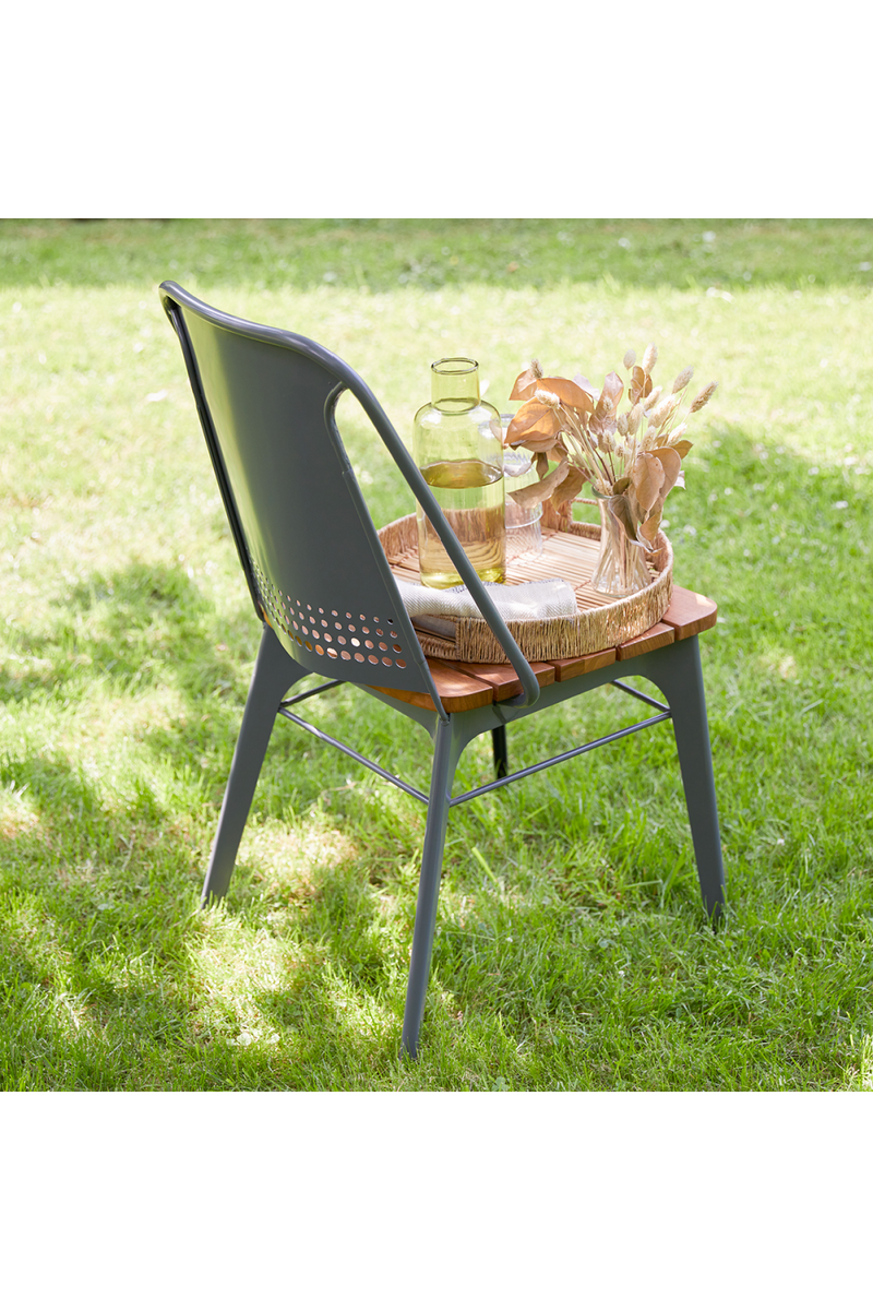 Gray Metal And Teak Garden Chair, Tikamoon Toscane