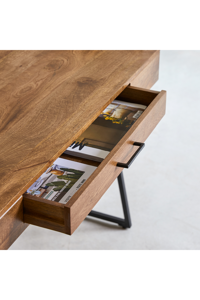 Metal Base Mango Wood Desk | Tikamoon Hedda | Woodfurniture.com
