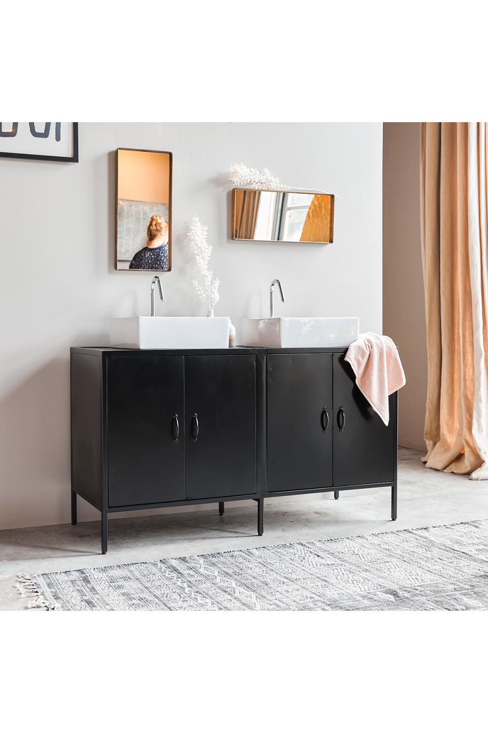 Black Mango Wood Vanity Unit | Tikamoon Arsène | Oroatrade.com