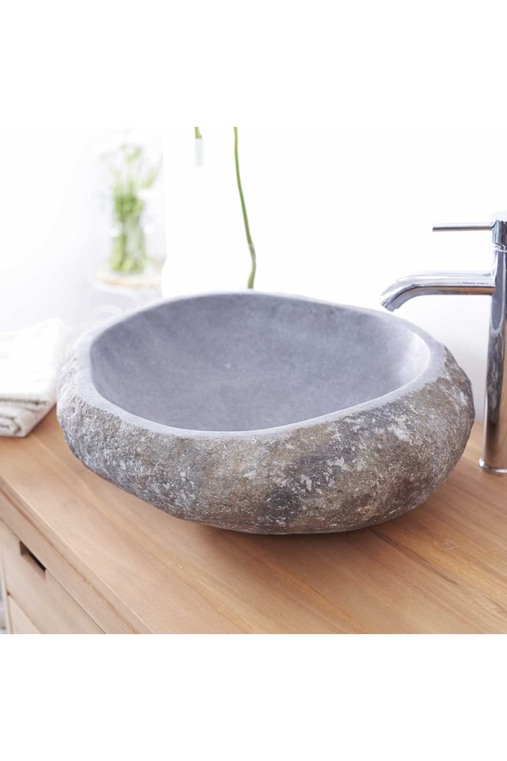 Gray Stone Bathroom Sink | Tikamoon Galet Nobu | Woodfurniture.com