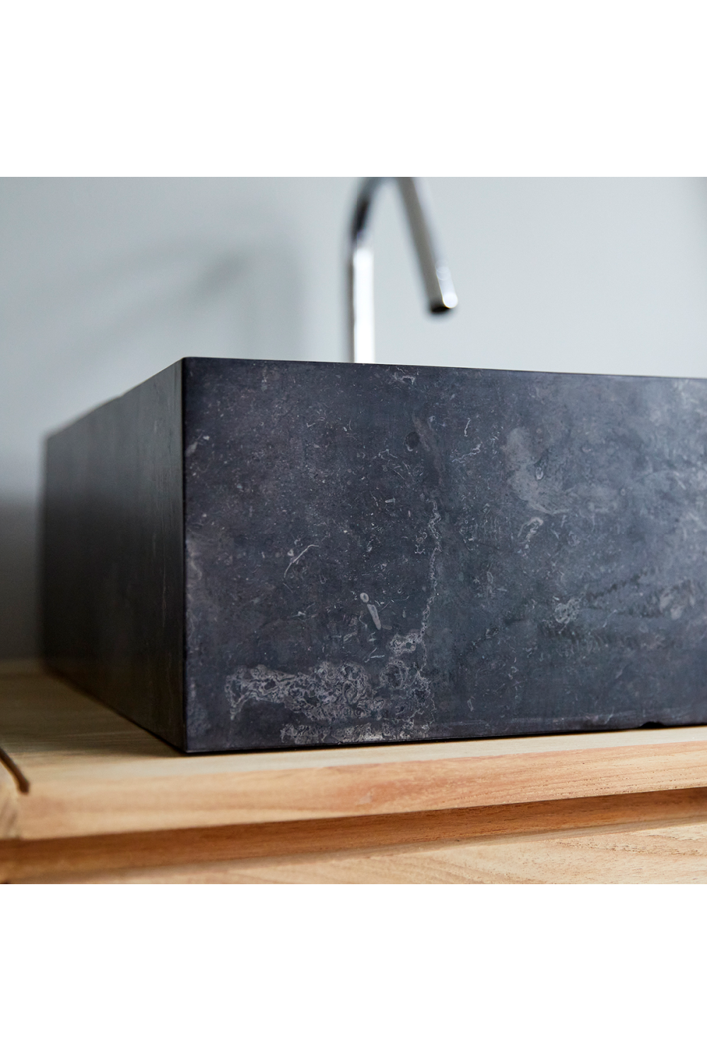 Dark Gray Marble Bathroom Sink | Tikamoon Slats | OROA TRADE