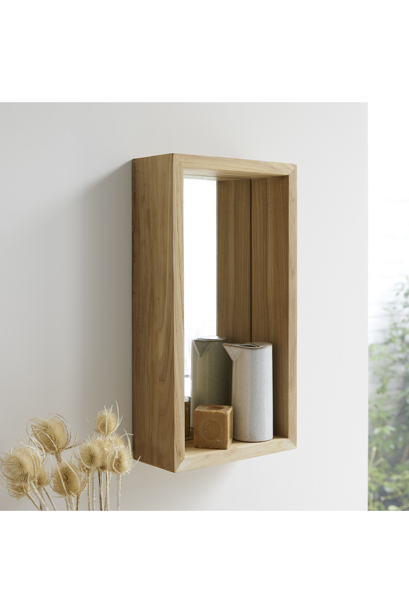 Teak Framed Shelf Mirror | Tikamoon Stelle | Woodfurniture.com