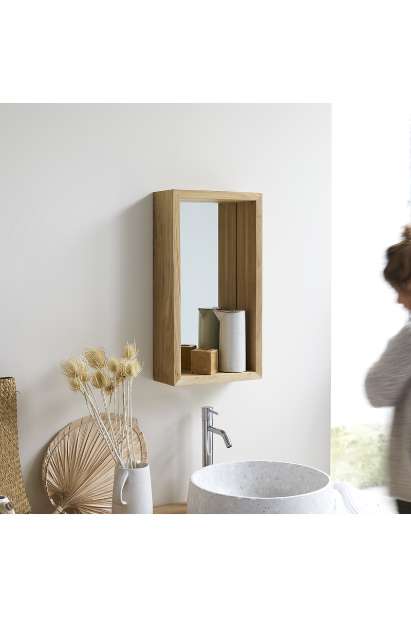 Teak Framed Shelf Mirror | Tikamoon Stelle | Woodfurniture.com