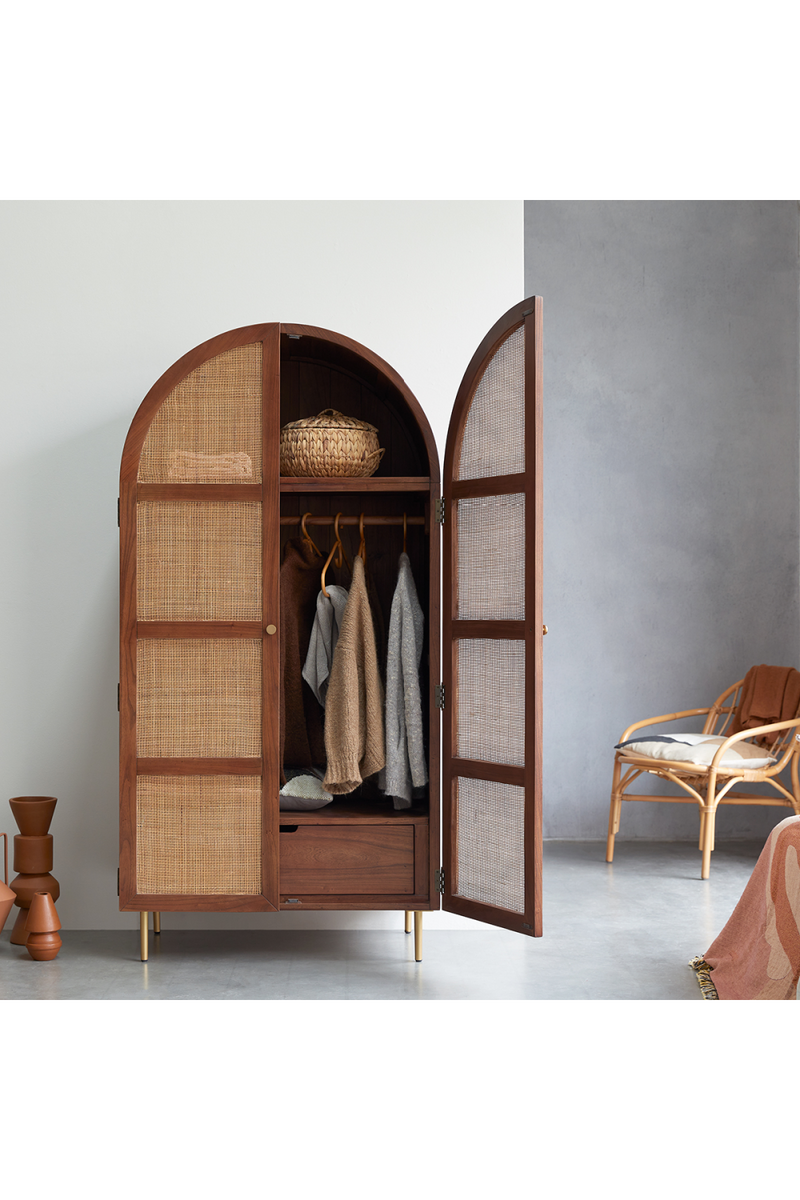 Elm Framed Rattan Wardrobe | Tikamoon Lisbeth | Wood Furniture