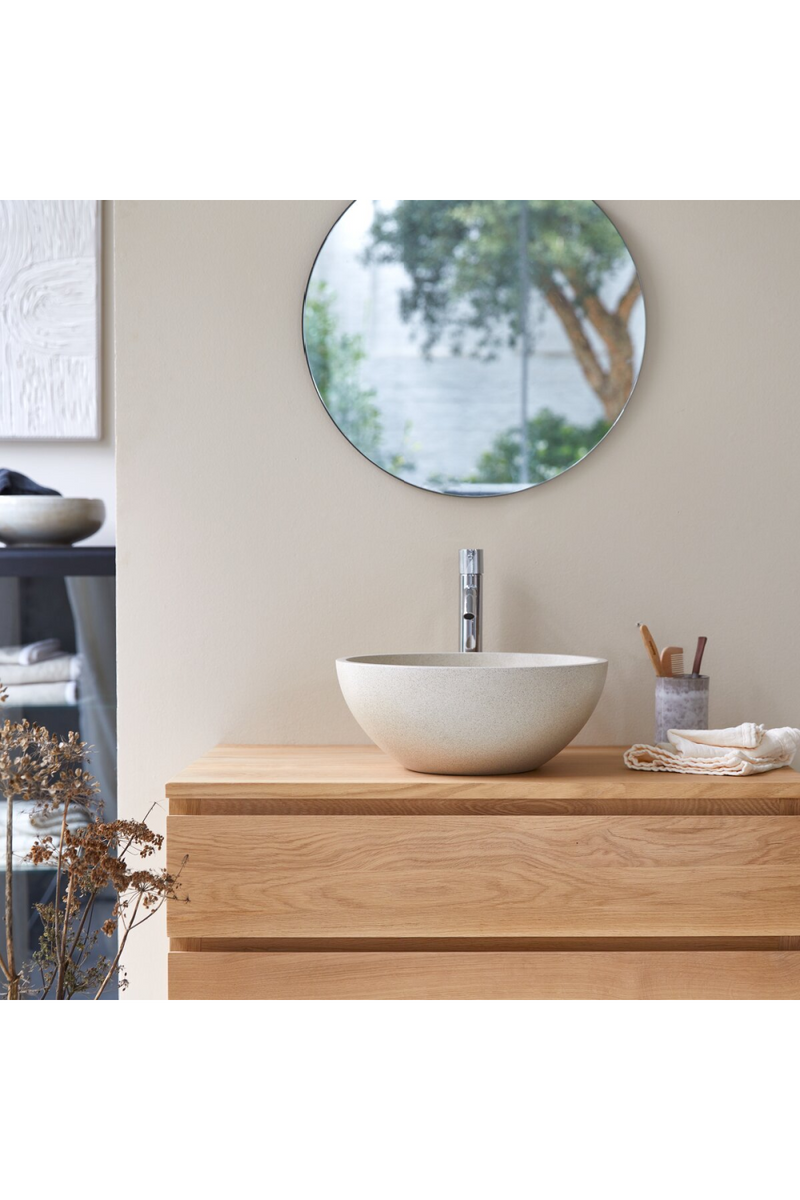 Round Cream Terrazzo Bathroom Sink | Tikamoon Micha | Woodfurniture.com