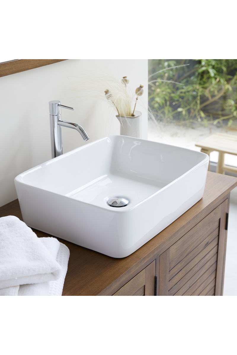 White Ceramic Bathroom Sink | Tikamoon Alexi | Woodfurniture.com