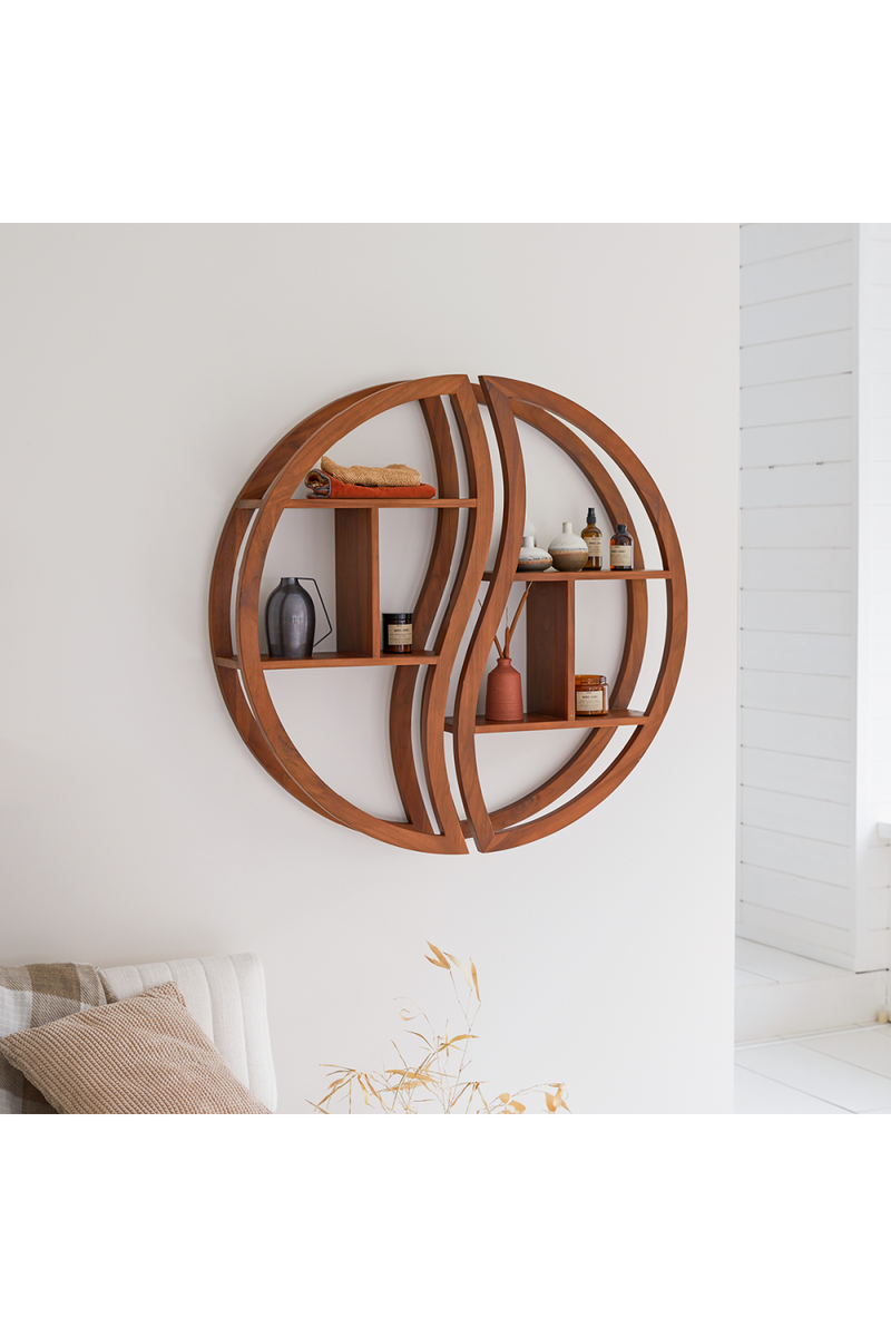 Solid Teak Wall Shelf | Tikamoon Ying Yang | woodfurniture.com