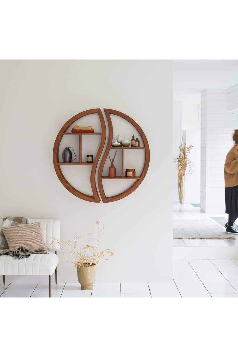 Solid Teak Wall Shelf | Tikamoon Ying Yang | woodfurniture.com