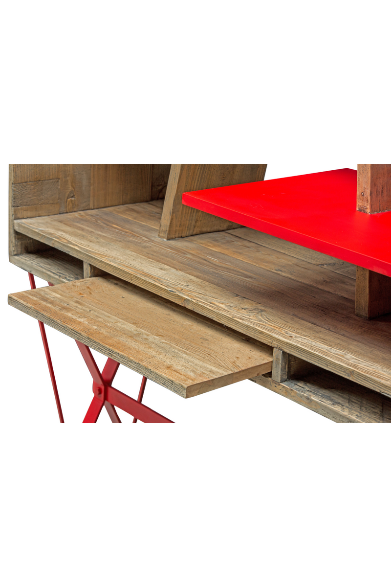 Red Accented Bureau Bookcase | Versmissen Exxes | Woodfurniture.com