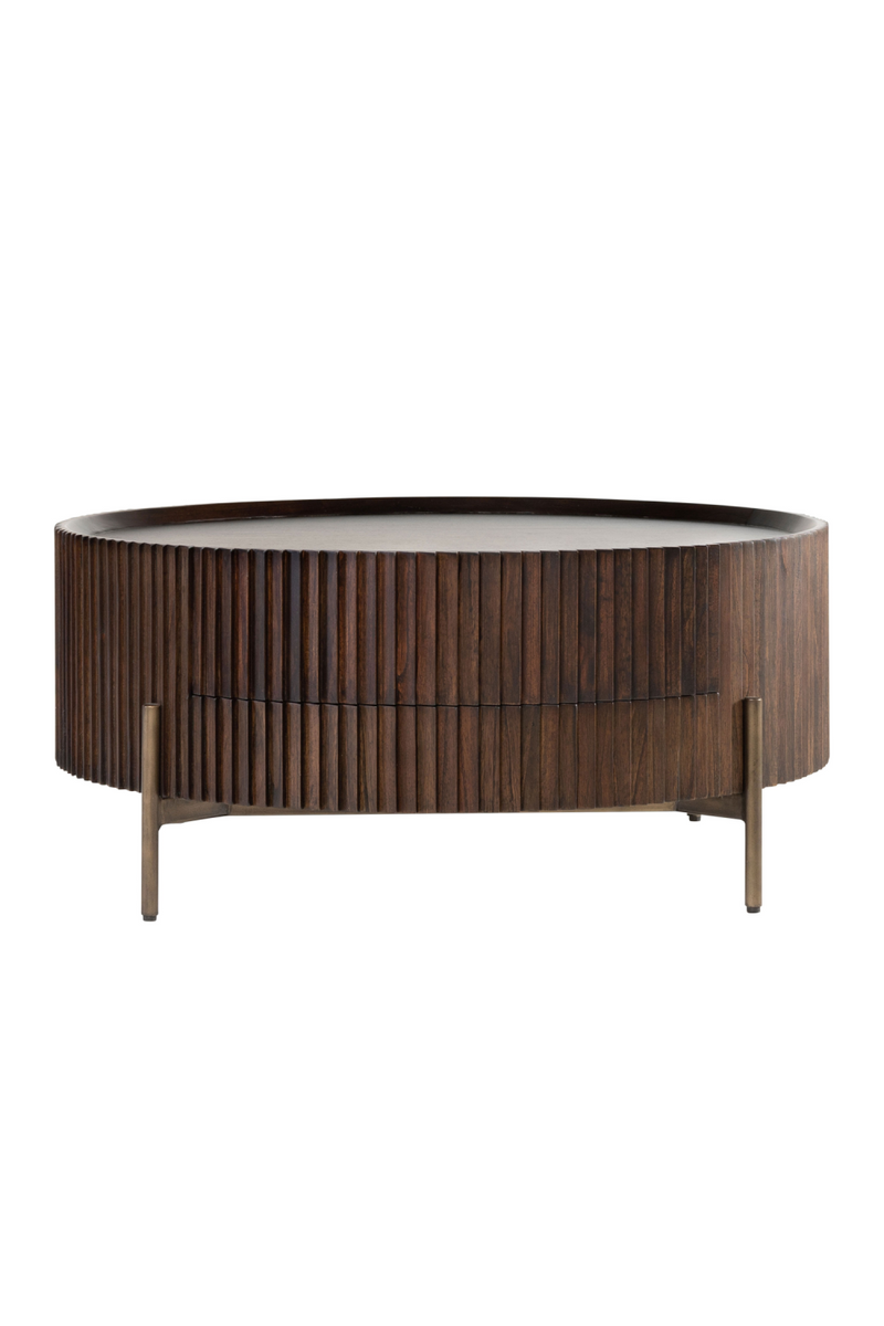 One-Drawer Round Coffee Table | Versmissen Pogoro | Woodfurniture.com