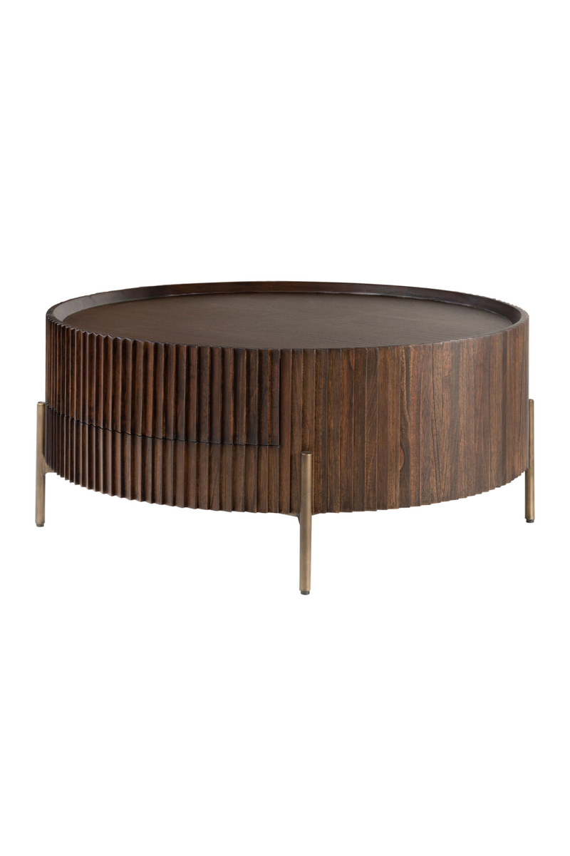 One-Drawer Round Coffee Table | Versmissen Pogoro | Woodfurniture.com