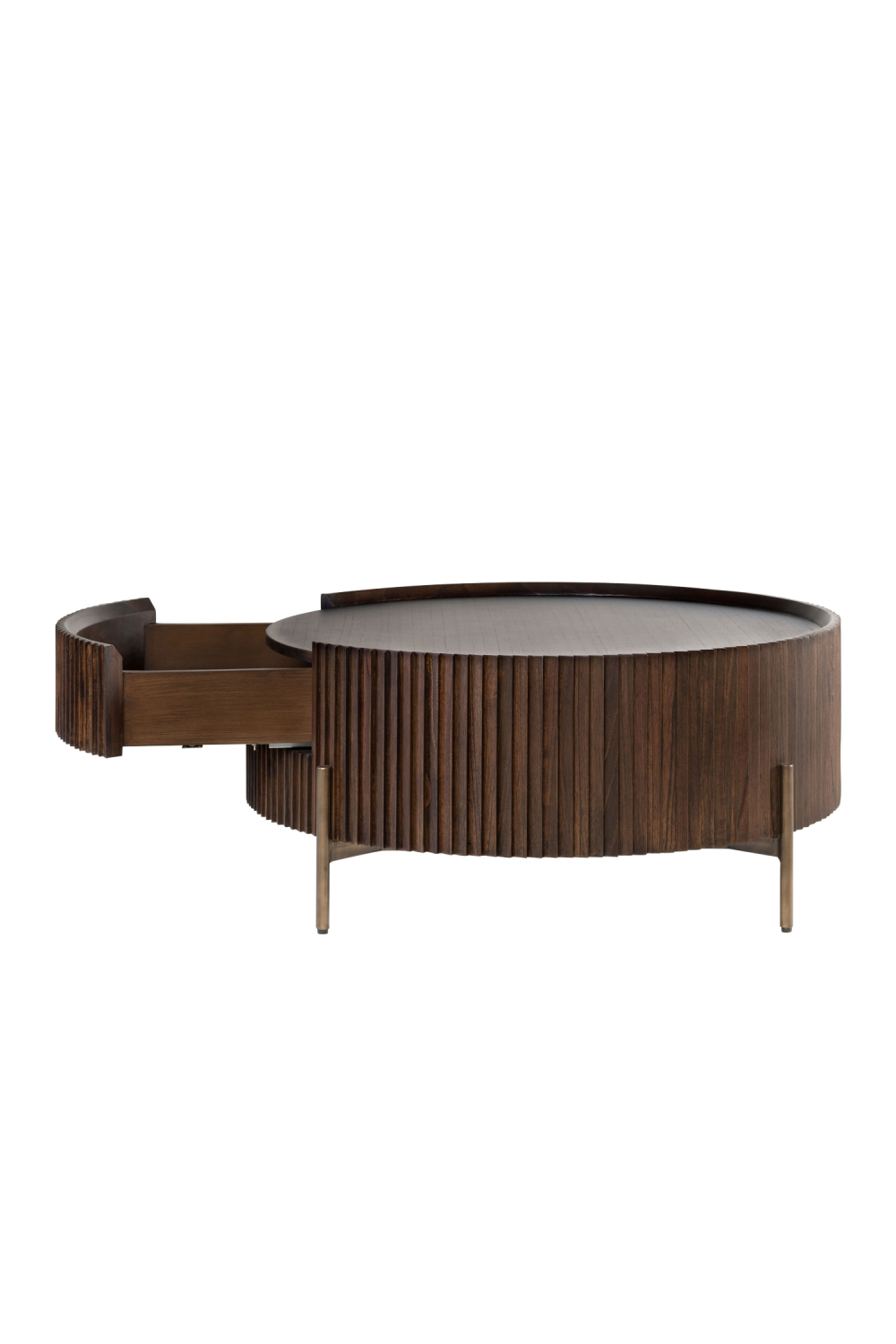 One-Drawer Round Coffee Table | Versmissen Pogoro | Woodfurniture.com