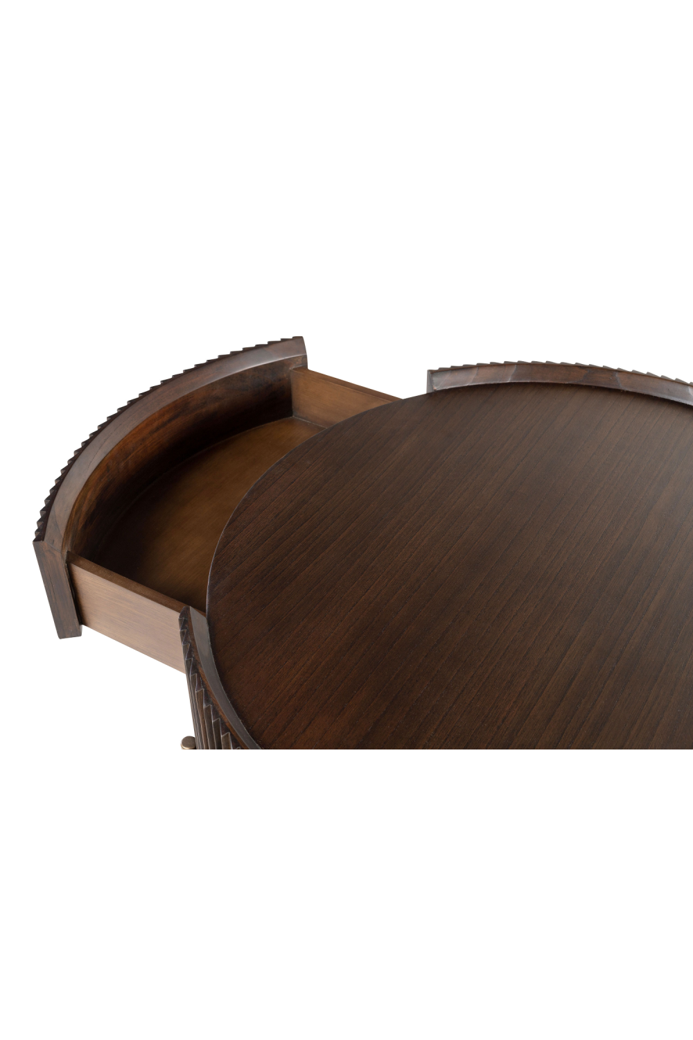 One-Drawer Round Coffee Table | Versmissen Pogoro | Woodfurniture.com