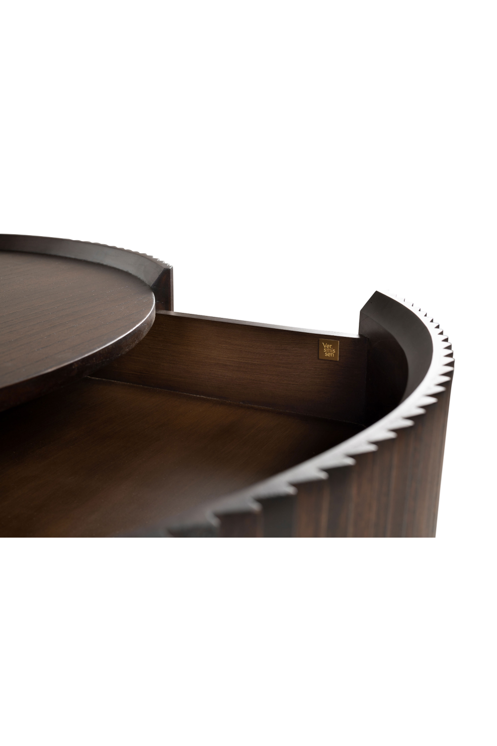 One-Drawer Round Coffee Table | Versmissen Pogoro | Woodfurniture.com