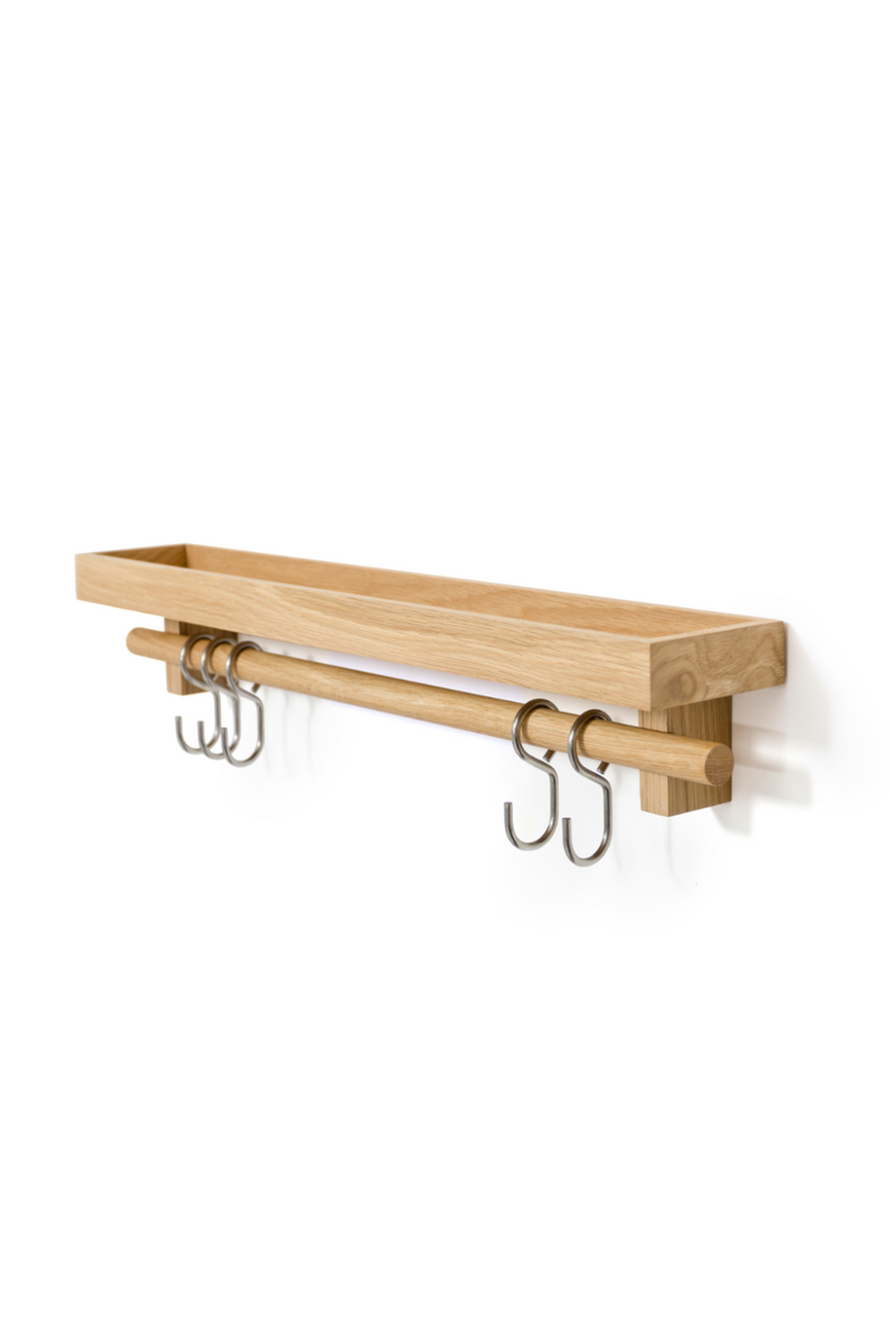 5-Hook Wooden Utensils Shelf | Wireworks | Woodfurniture.com